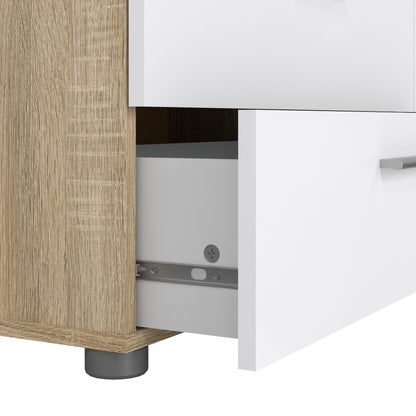 Pepe Wide Chest of 8 Drawers (4+4) in Oak structure/White High Gloss