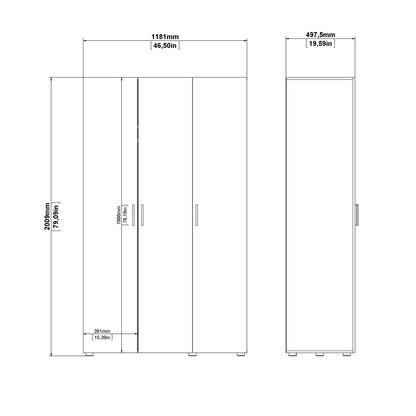 Pepe Wardrobe with 3 Doors in White