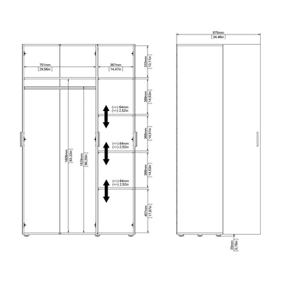 Pepe Wardrobe with 3 Doors in Black