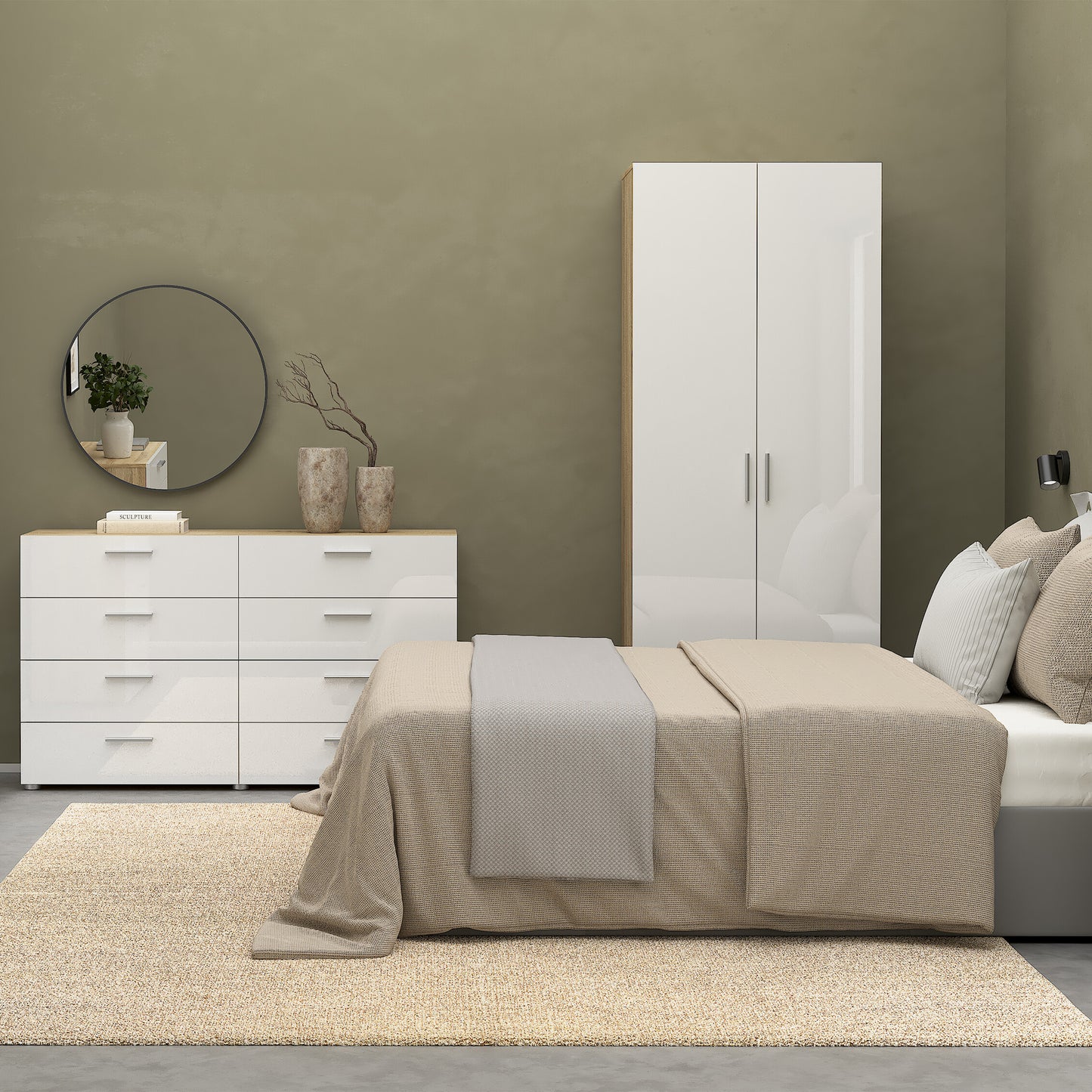 Pepe Bedroom Package in Oak with White High Gloss