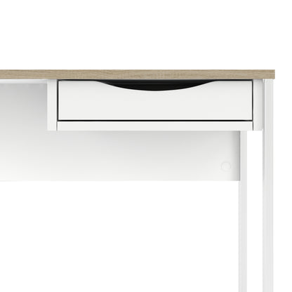 Function Plus Desk 1 Drawer in White with Oak Trim