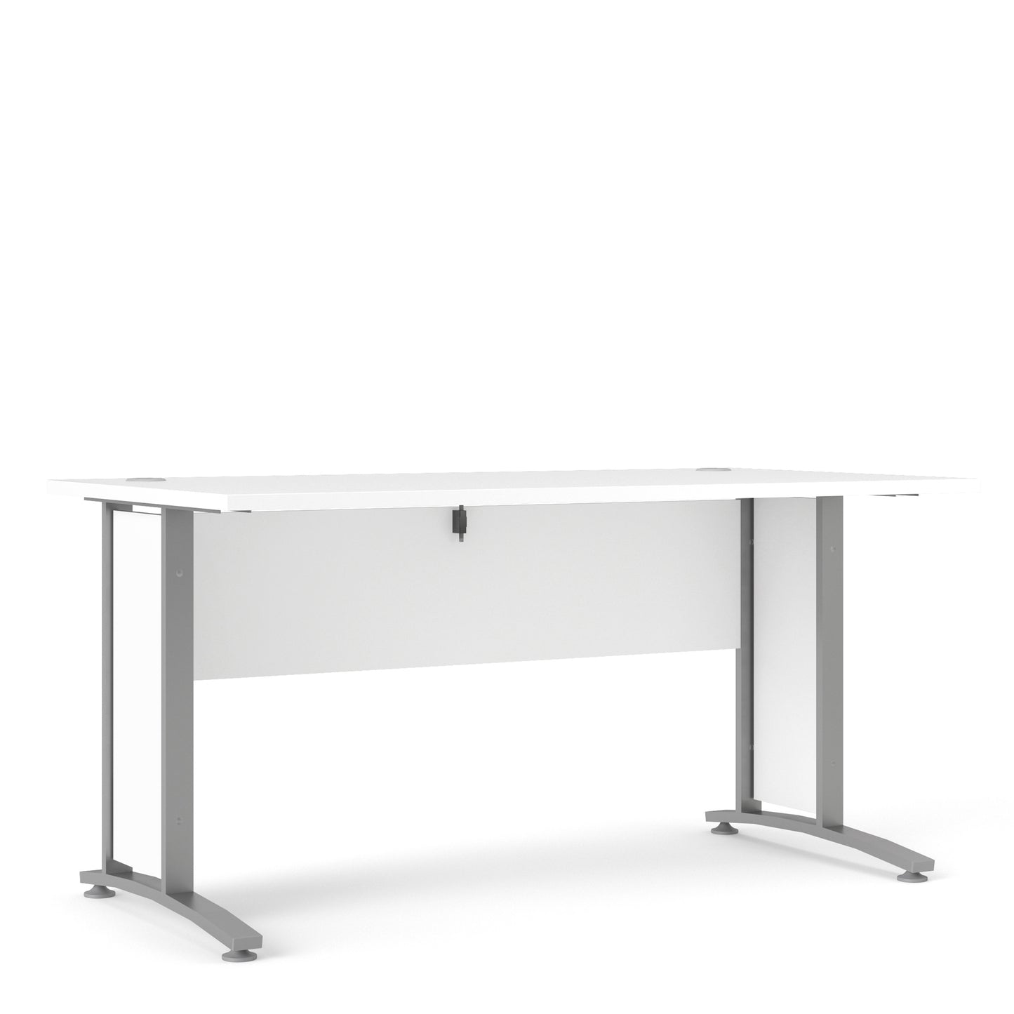Prima Desk in White with Silver Grey Steel Legs