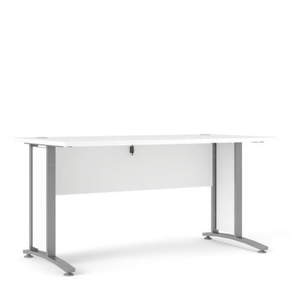 Prima Desk in White with Silver Grey Steel Legs