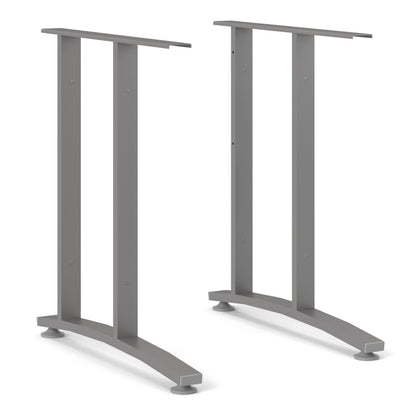 Prima Desk in White with Silver Grey Steel Legs