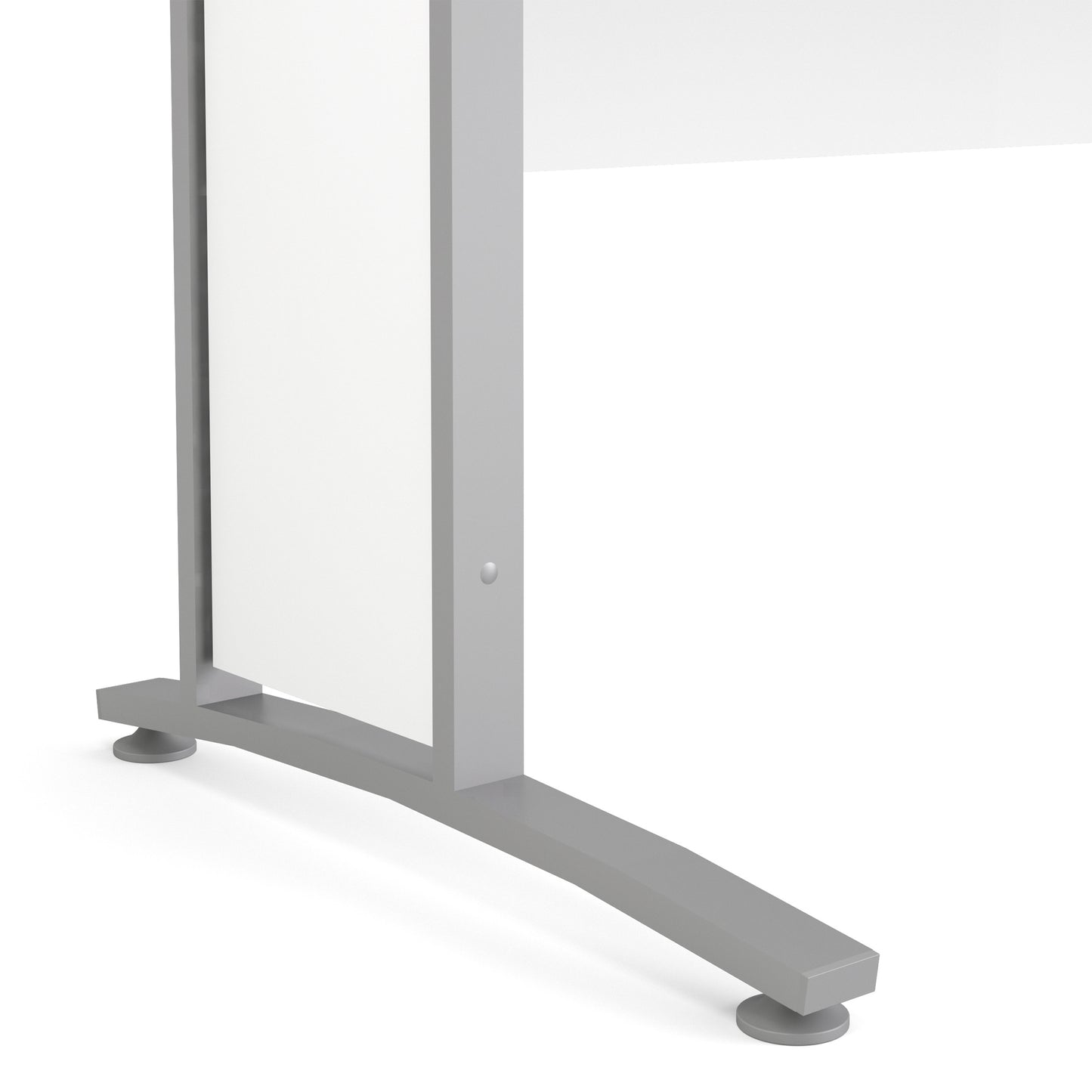 Prima Desk in White with Silver Grey Steel Legs