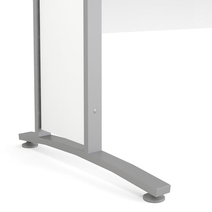 Prima Desk in White with Silver Grey Steel Legs