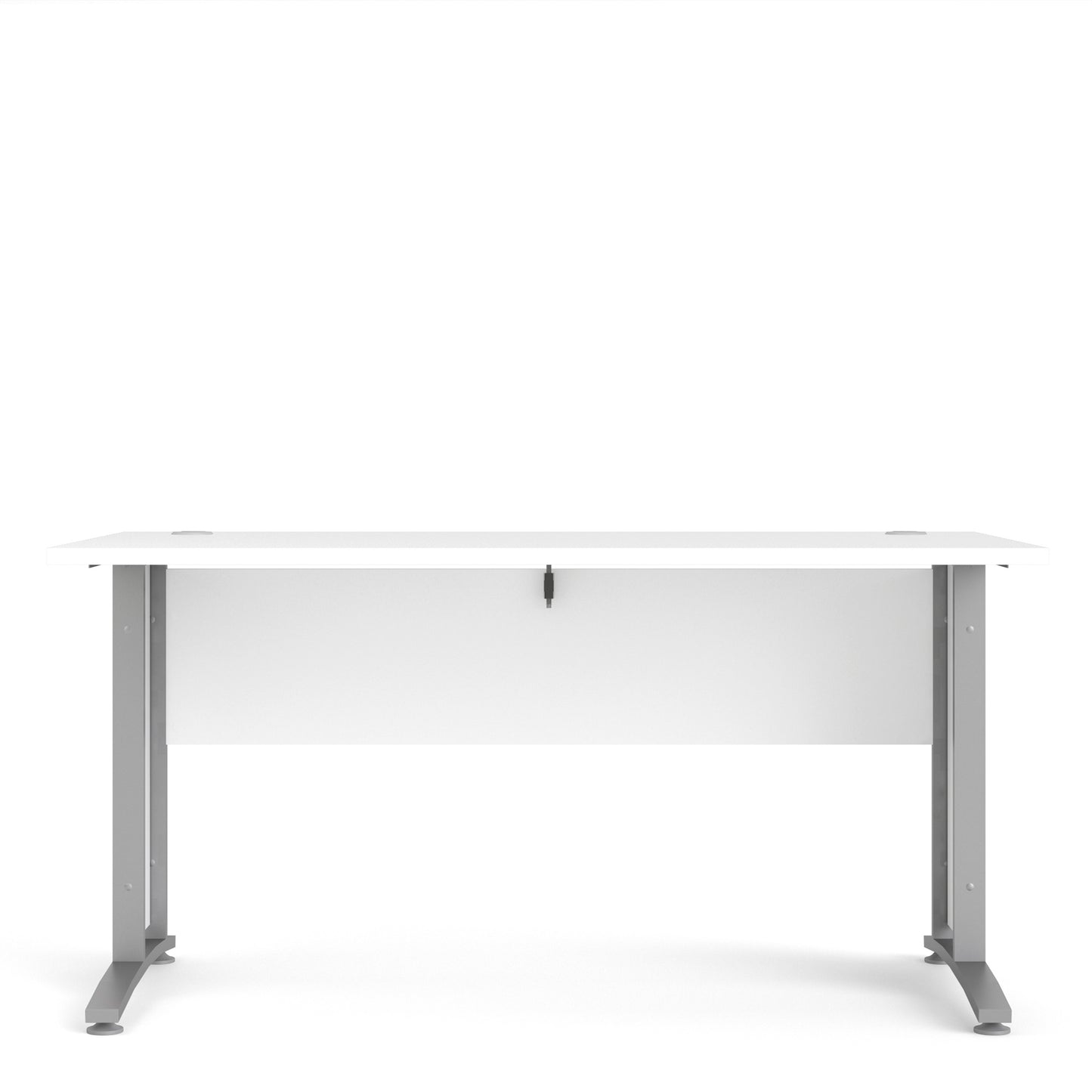 Prima Desk in White with Silver Grey Steel Legs