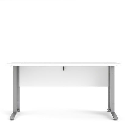 Prima Desk in White with Silver Grey Steel Legs