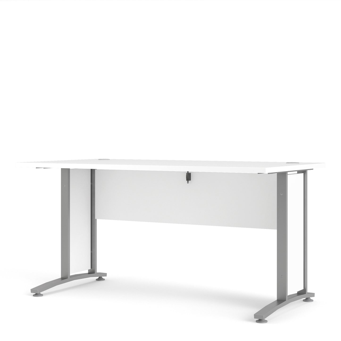 Prima Desk in White with Silver Grey Steel Legs