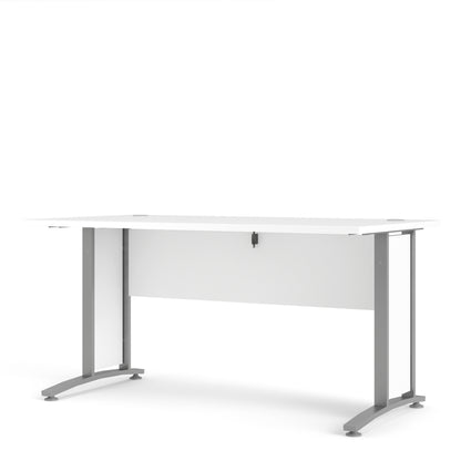 Prima Desk in White with Silver Grey Steel Legs