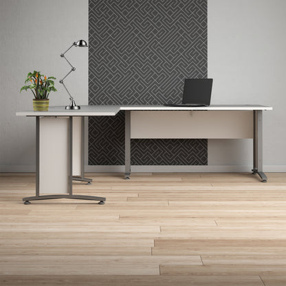 Prima Desk in White with Silver Grey Steel Legs