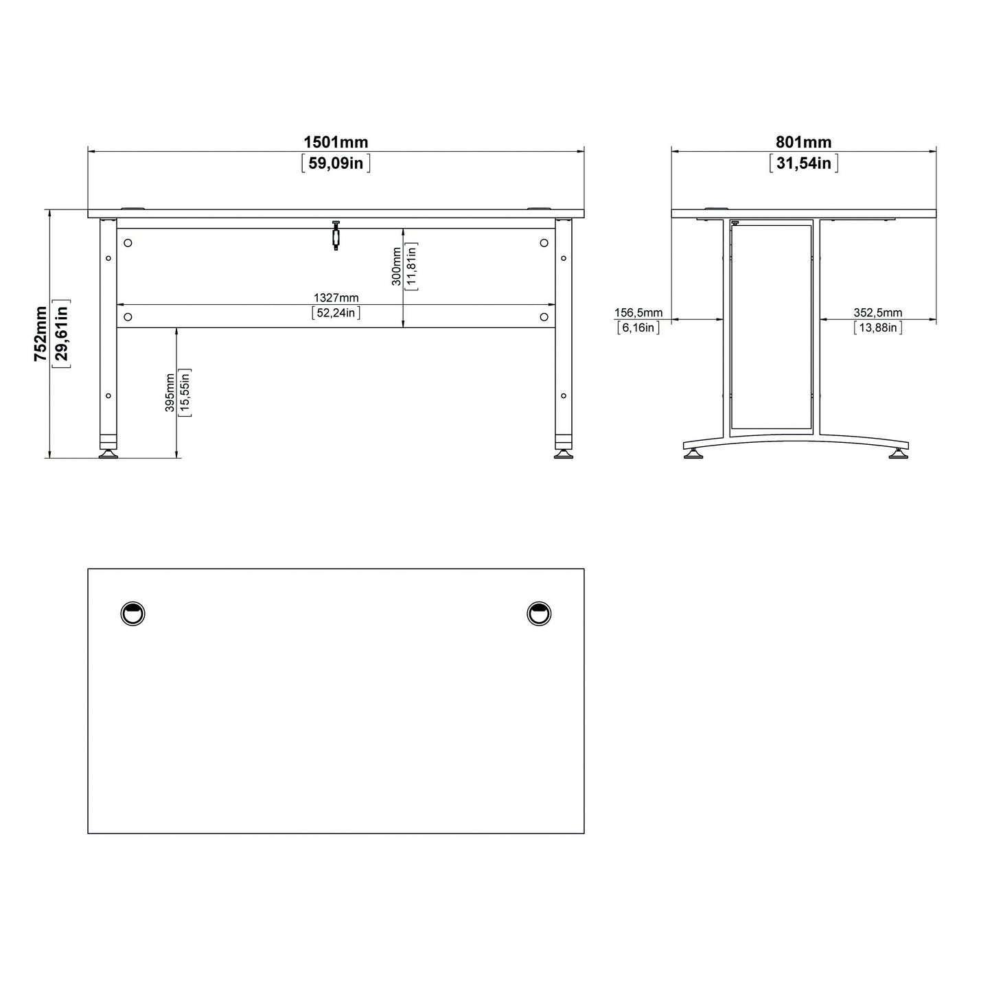 Prima Desk in White with White Legs
