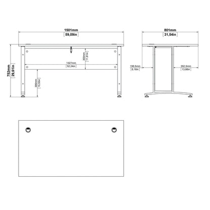 Prima Desk in White with White Legs