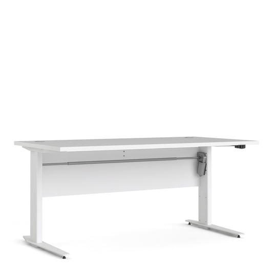 Prima Desk in White with Height Adjustable Legs with Electric Control in White