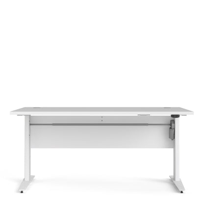Prima Desk in White with Height Adjustable Legs with Electric Control in White