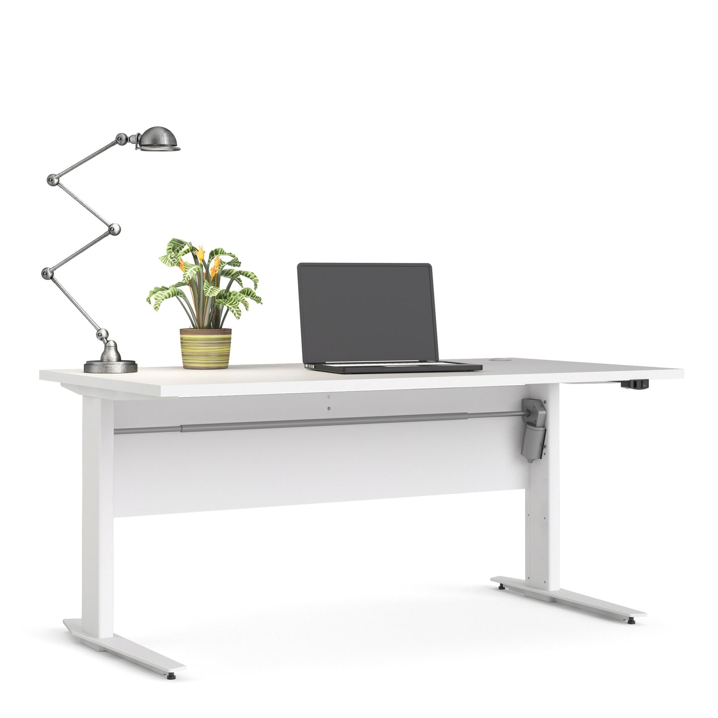 Prima Desk in White with Height Adjustable Legs with Electric Control in White