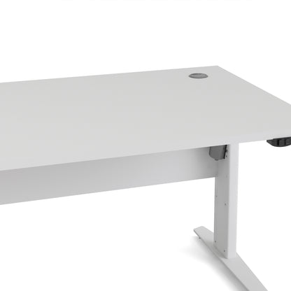 Prima Desk in White with Height Adjustable Legs with Electric Control in White