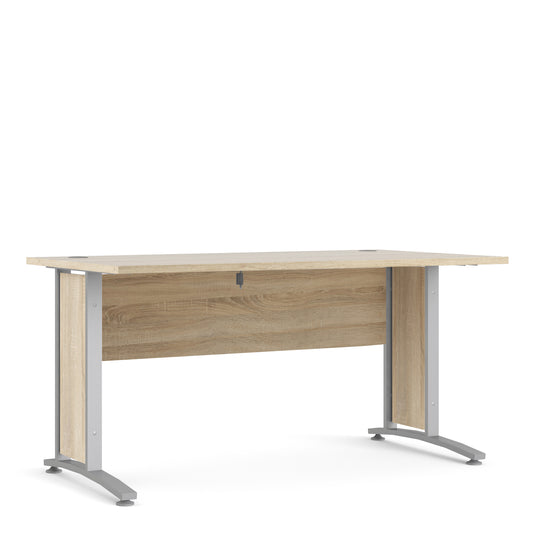 Prima Desk in Oak with Silver Grey Steel Legs