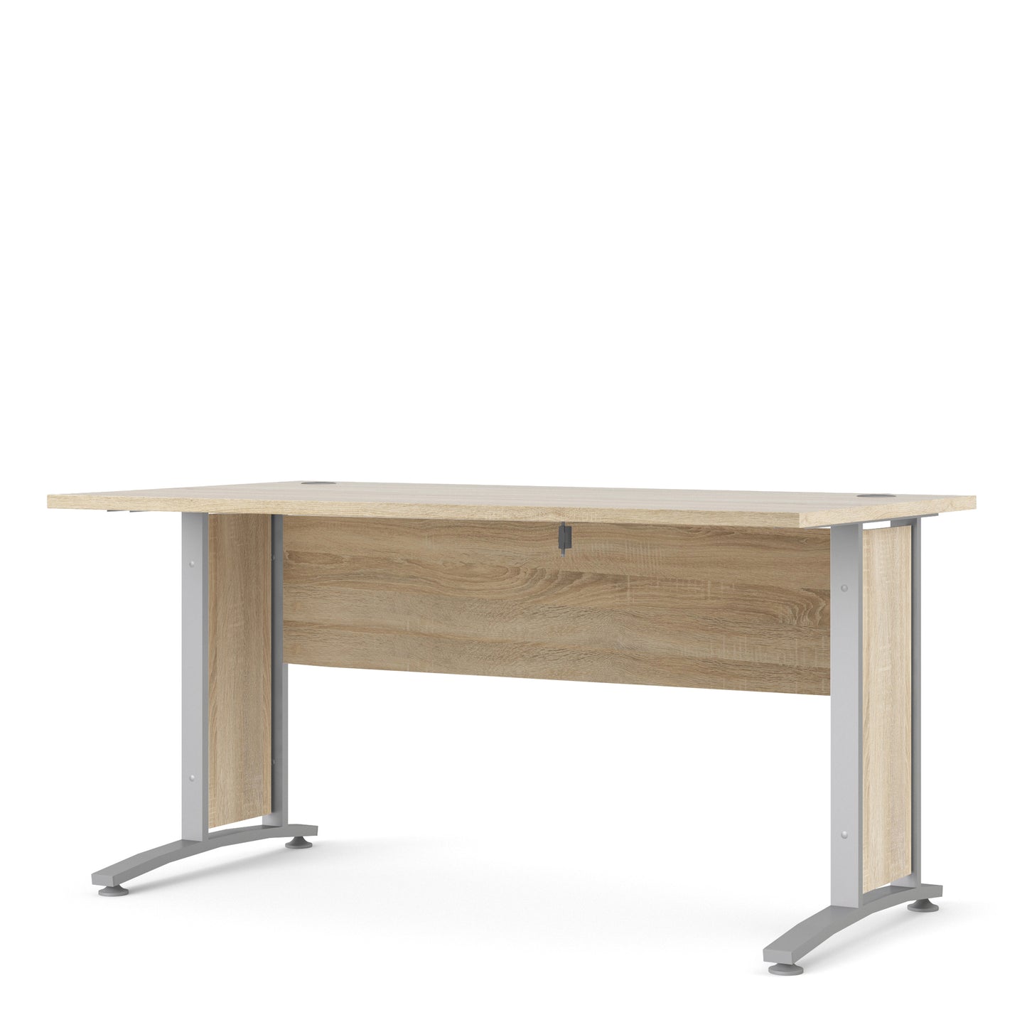Prima Desk in Oak with Silver Grey Steel Legs