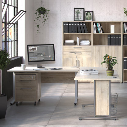 Prima Desk in Oak with Silver Grey Steel Legs
