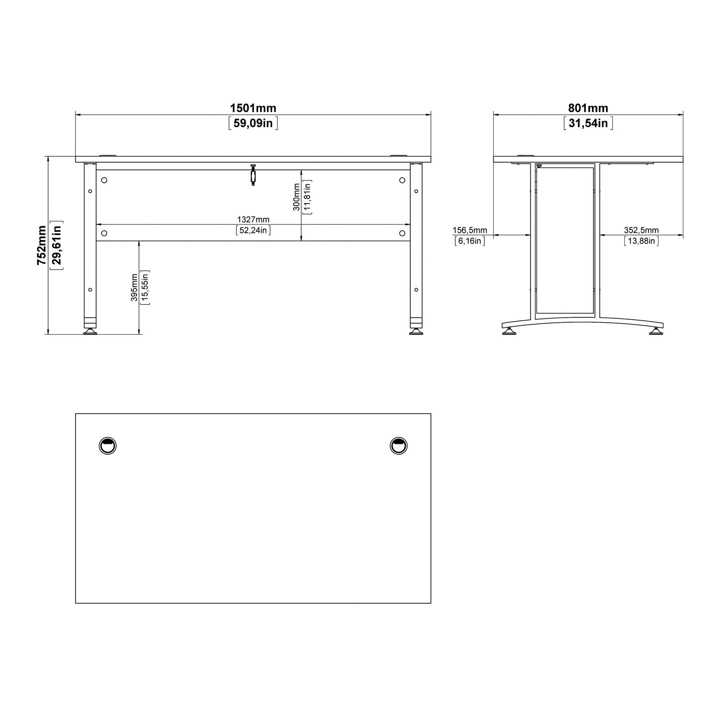 Prima Desk in Oak with Silver Grey Steel Legs