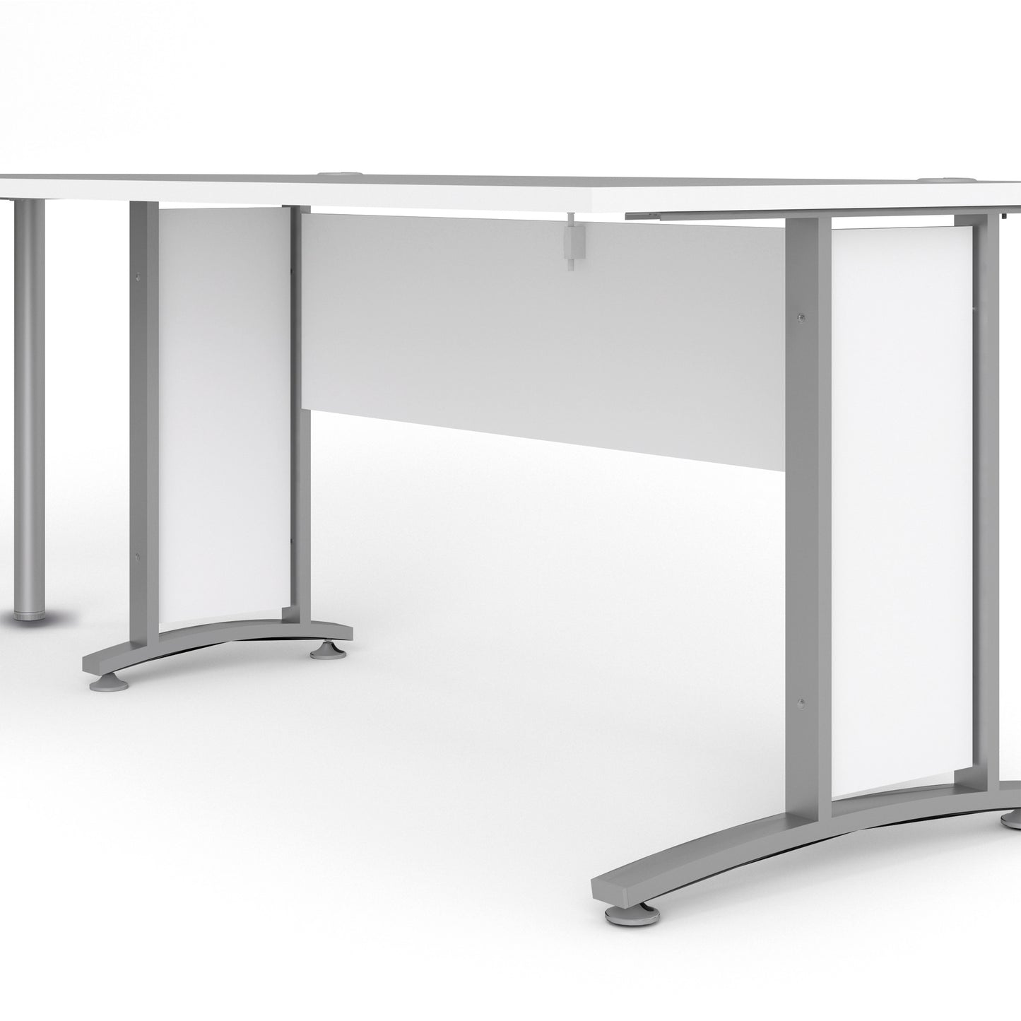 Prima Desk in White with Silver Grey Steel Legs