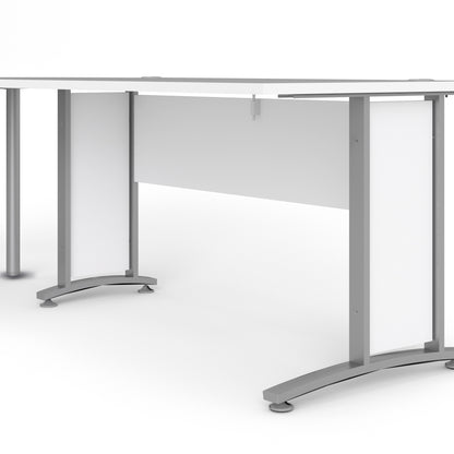 Prima Desk in White with Silver Grey Steel Legs