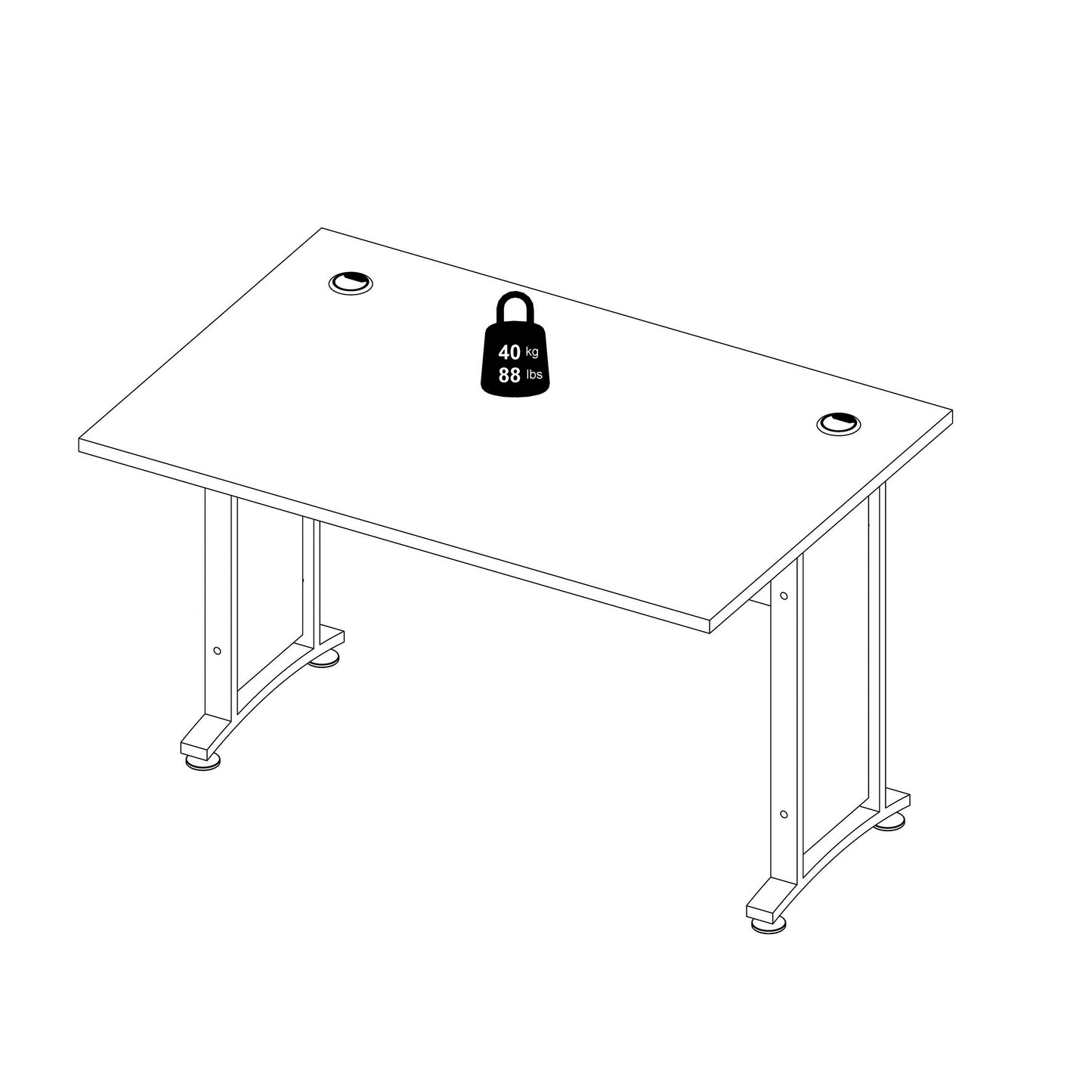 Prima Desk in White with Silver Grey Steel Legs