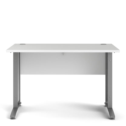 Prima Desk in White with Silver Grey Steel Legs