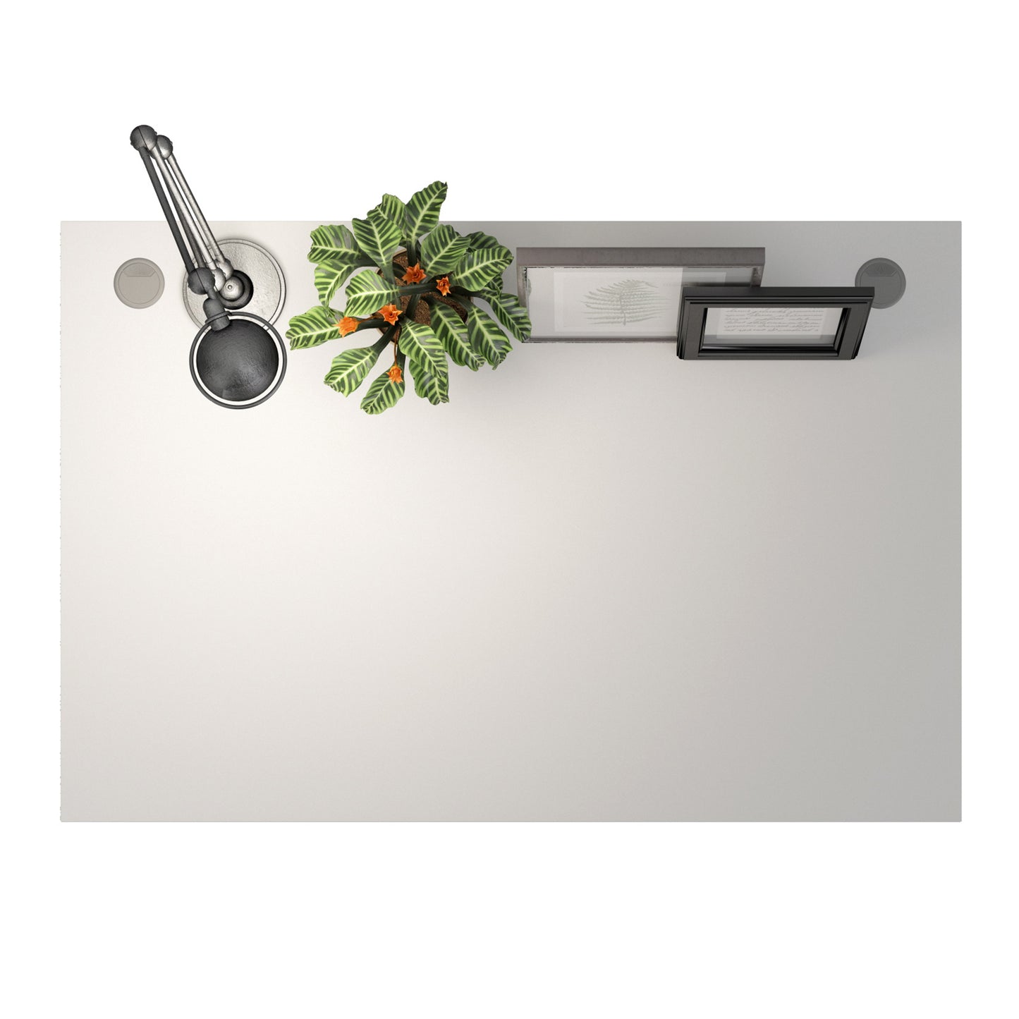 Prima Desk in White with Silver Grey Steel Legs