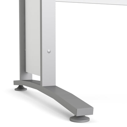 Prima Desk in White with Silver Grey Steel Legs