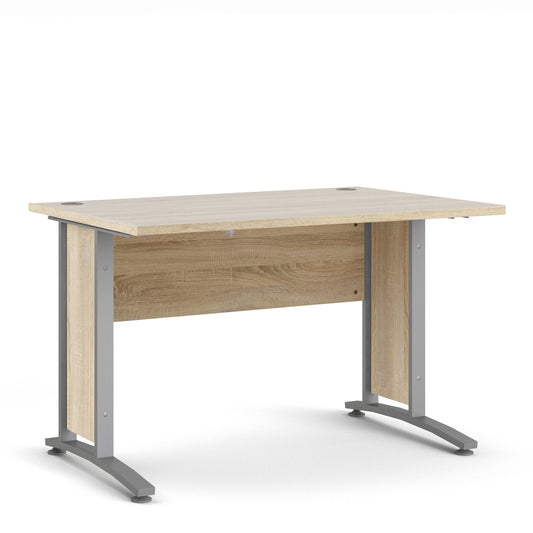 Prima Desk in Oak with Silver Grey Steel Legs