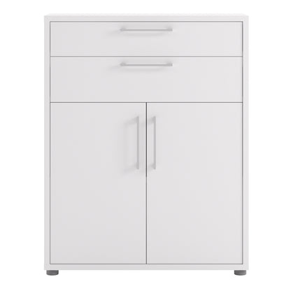 Prima Bookcase 1 Shelf With 2 Drawers 2 Doors In White