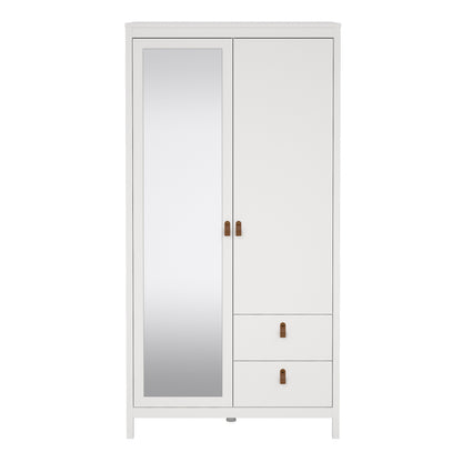 Barcelona Wardrobe with 1 Door 1 Mirror Door 2 Drawers in White