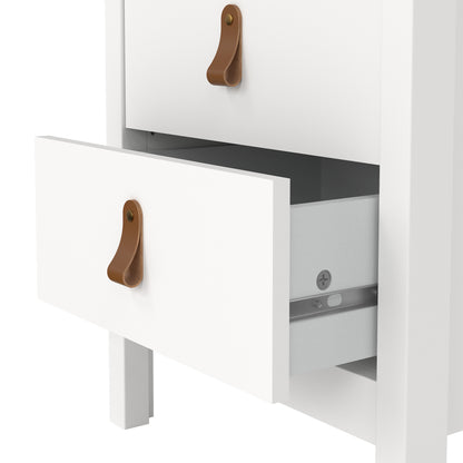 Barcelona Bedside Table 2 Drawers in White