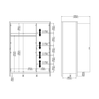 Barcelona Wardrobe with 3 Doors in White
