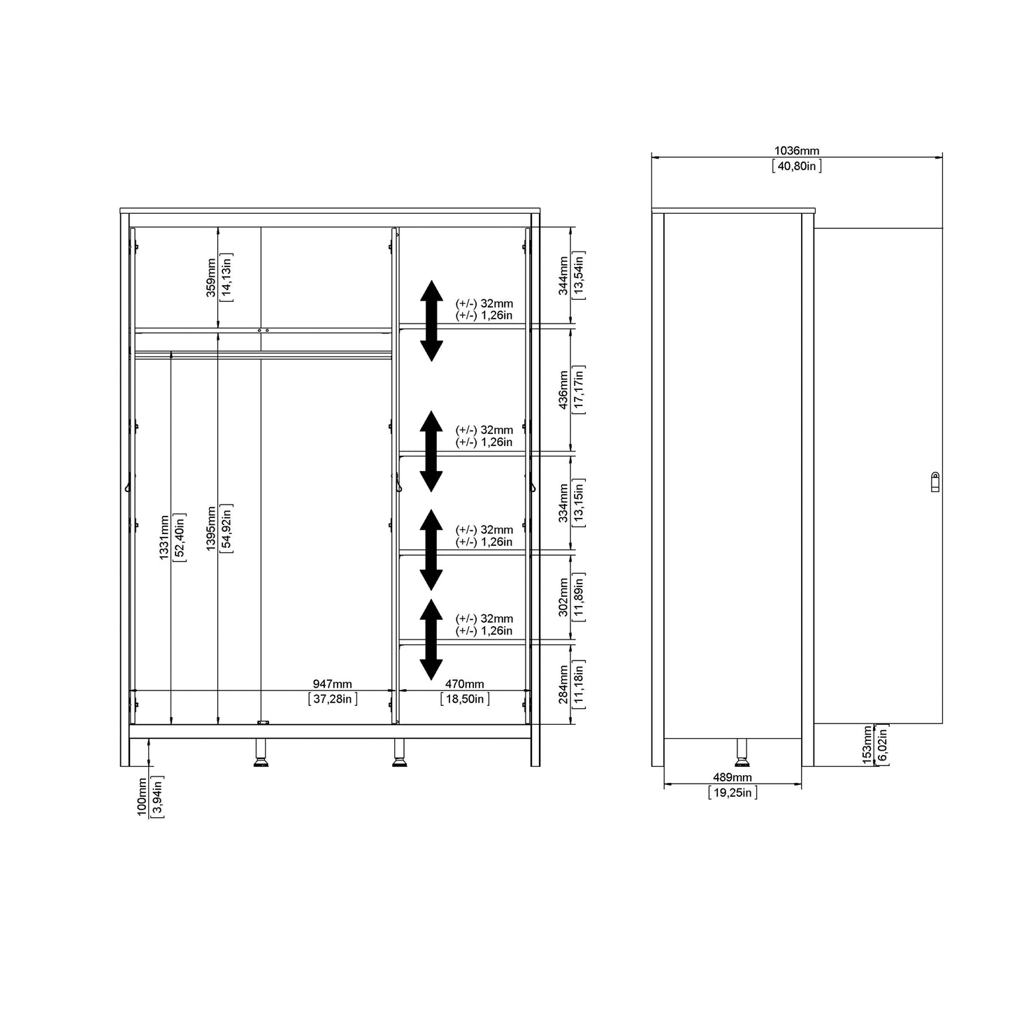 Barcelona Wardrobe with 3 Doors in Jackson Hickory Oak