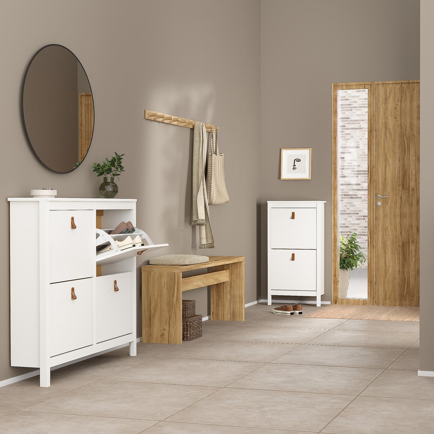 Barcelona Shoe Cabinet 4 Flip Down Doors in White
