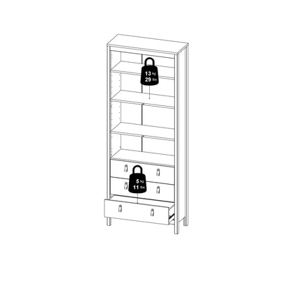 Barcelona China Cabinet 2 Glass Doors with 3 Drawers in Matt Black