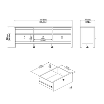 Barcelona TV Unit 3 Drawers in Jackson Hickory Oak