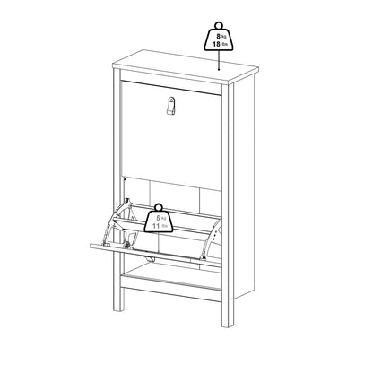 Barcelona Shoe Cabinet 2 Flip Down Doors in Cashmere