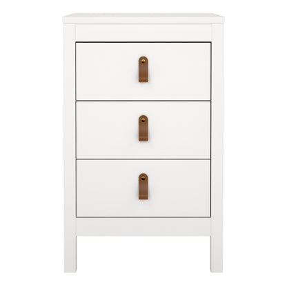 Barcelona Bedside Table 3 Drawers in White