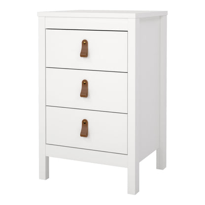 Barcelona Bedside Table 3 Drawers in White
