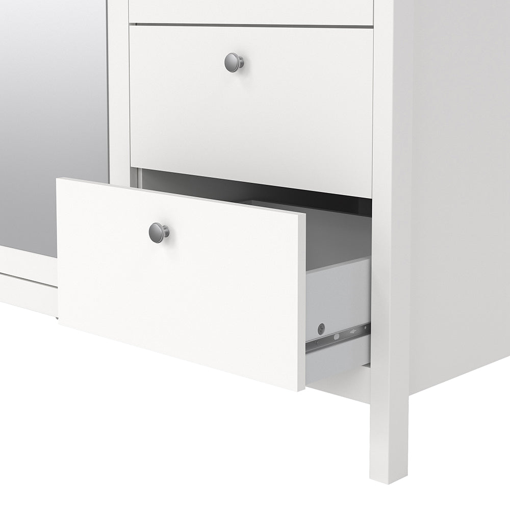 Madrid Wardrobe with 2 Doors 1 Mirror Door 2 Drawers White