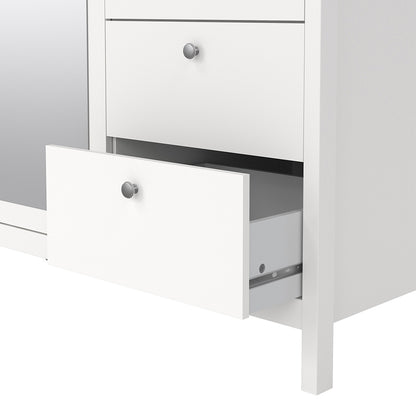 Madrid Wardrobe with 2 Doors 1 Mirror Door 2 Drawers White