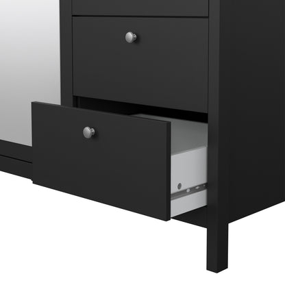 Madrid Wardrobe with 2 Doors 1 Mirror Door 2 Drawers Matt Black