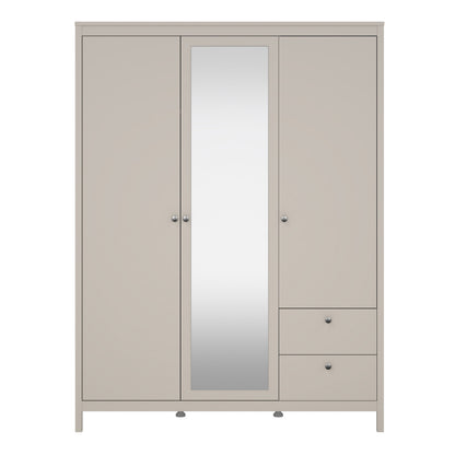 Madrid Wardrobe with 2 Doors + 1 Mirror Door + 2 Drawers in Cashmere
