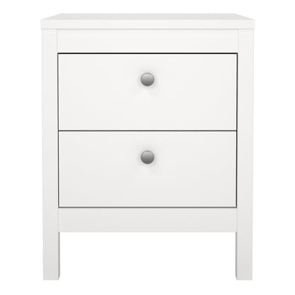 Madrid Bedside Table 2 Drawers in White