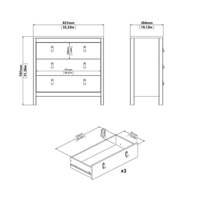 Madrid Chest 3 Drawers in Matt Black
