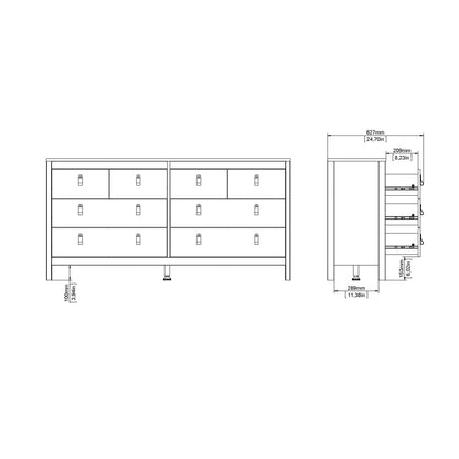Madrid Double Dresser 4+4 Drawers in Matt Black